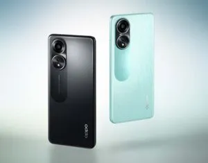 back of two oppo a58 in different colors