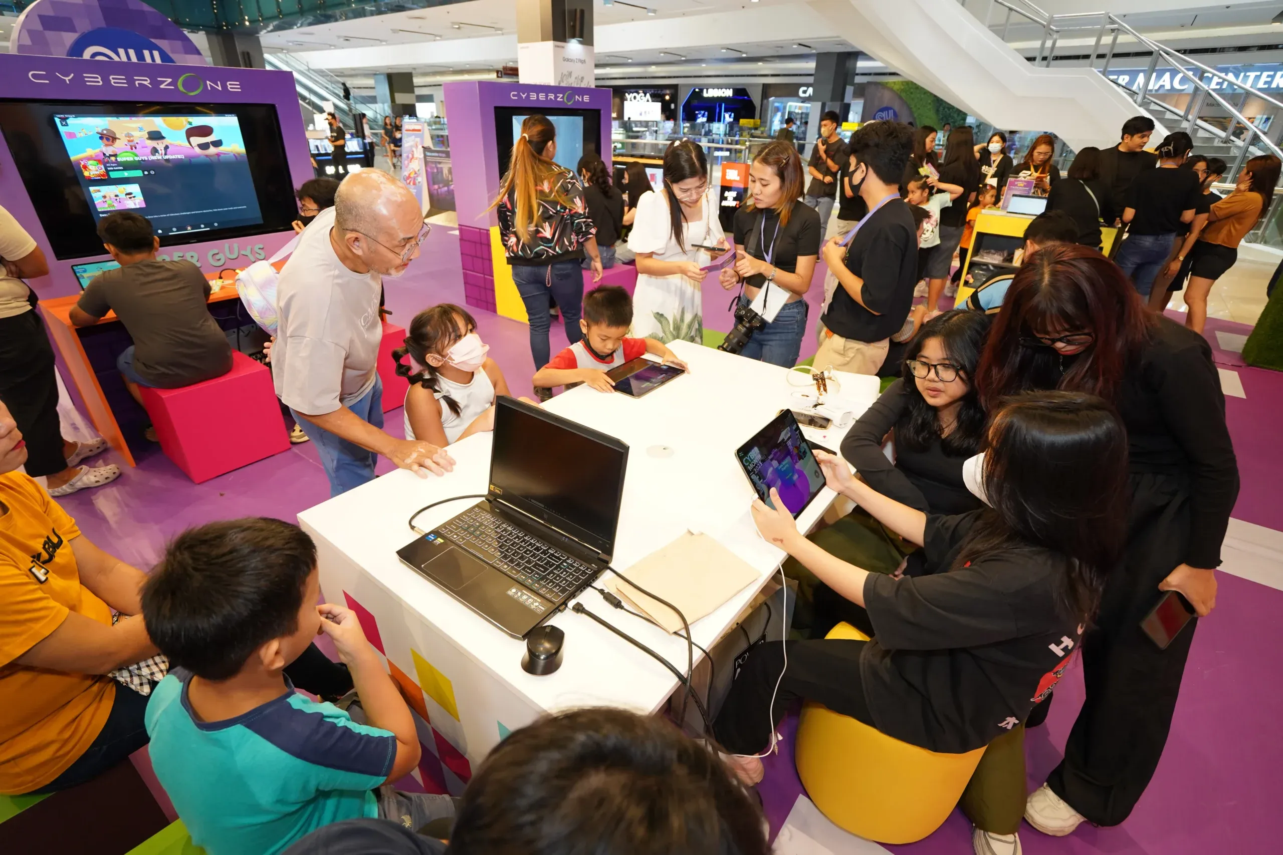 people playing games on a white table