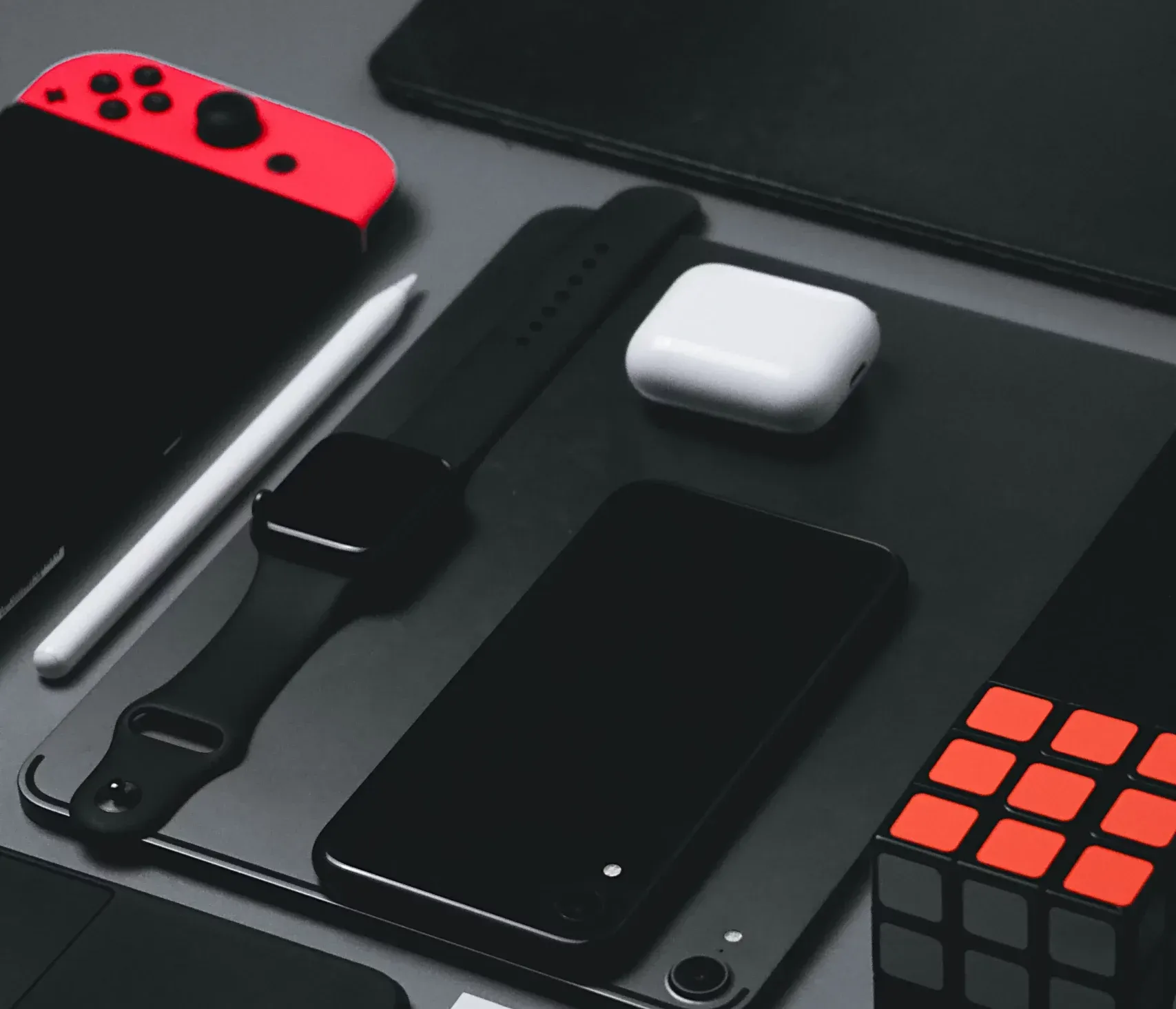 black gadgets with orange high tones