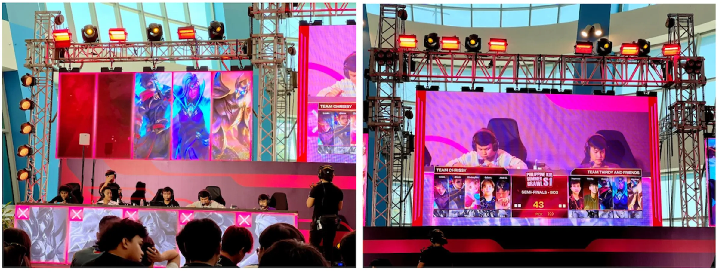 a press conference on a stage in a mall for cybermonth
