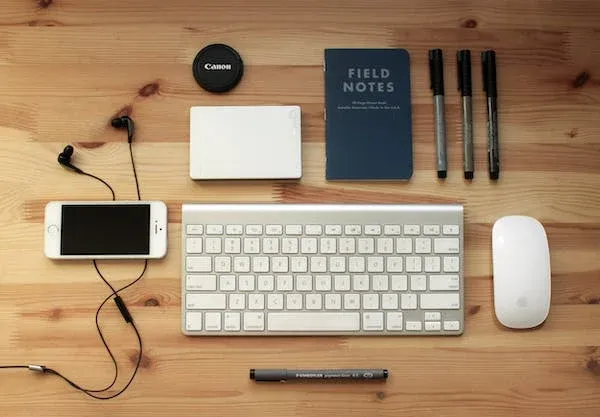white mechanical keyboard with all pc accessories