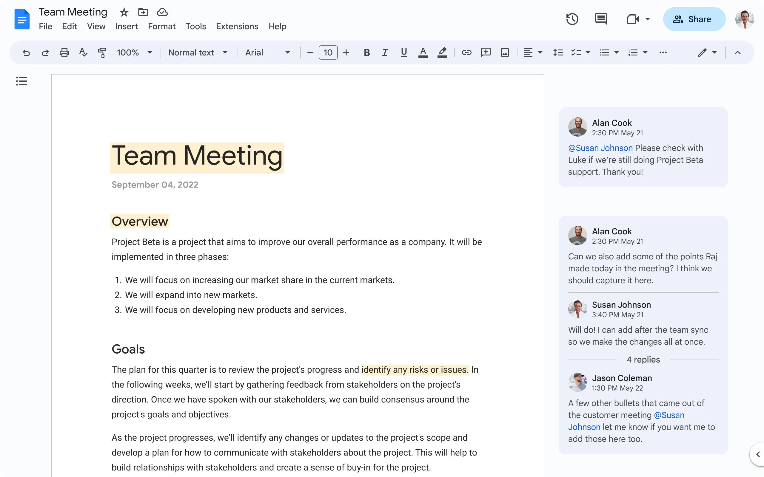 meeting template showing google's modernized design from image from workspaceupdates.googleblog.com