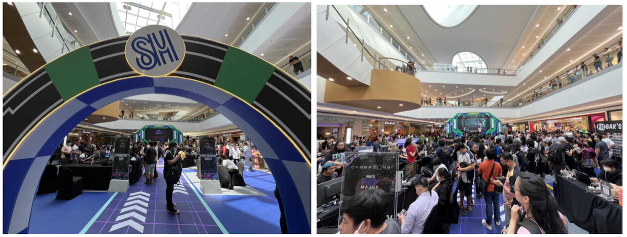 arch in a mall with many people