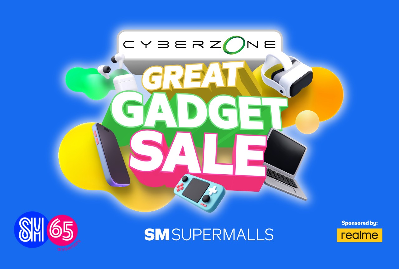 Great Gadget Sale typography for SM Cyberzone with blue background