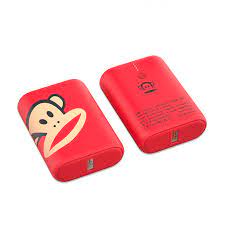red power bank with a Paul Frank design